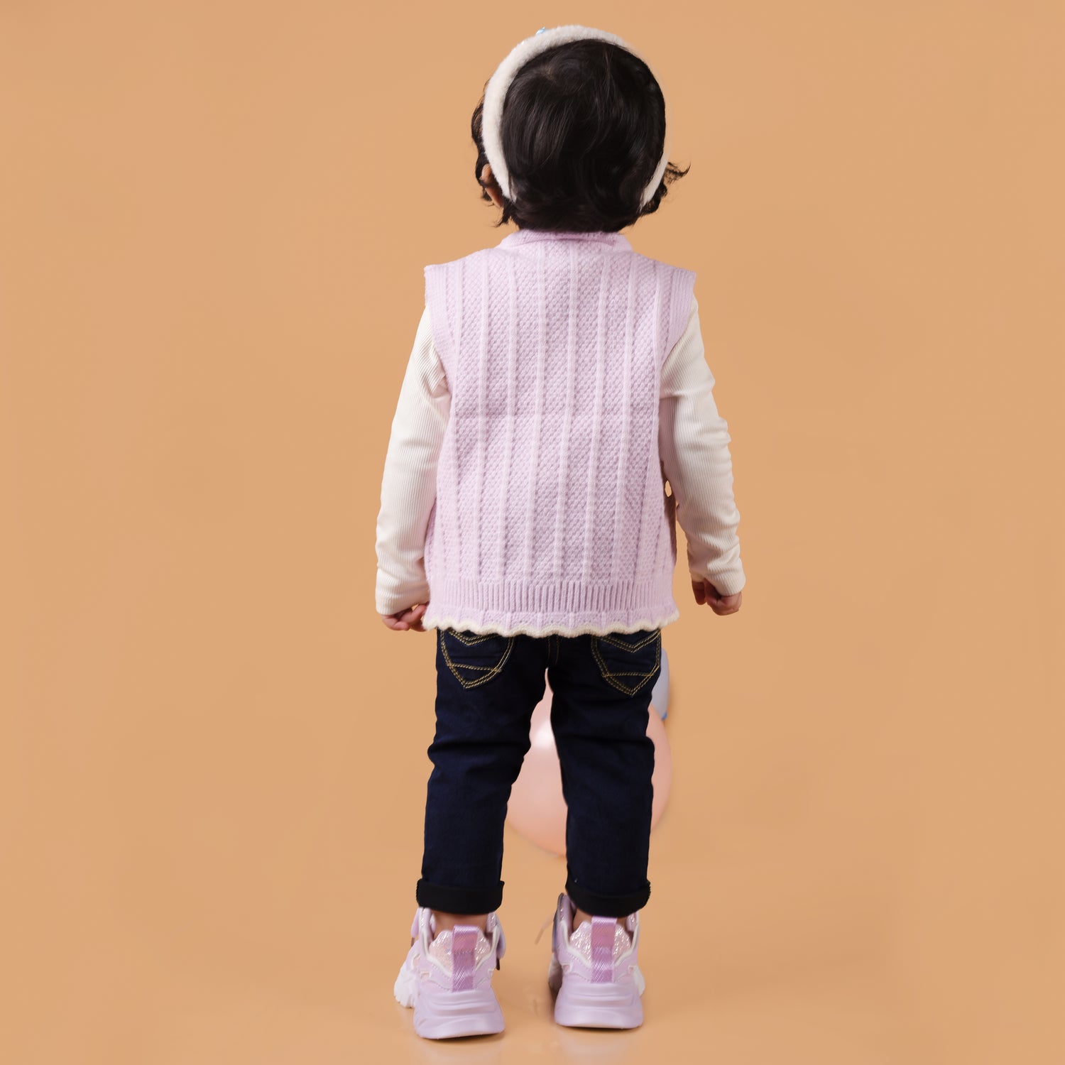 Colourful Bows Knitted Winter Vest Sweater - Lavender