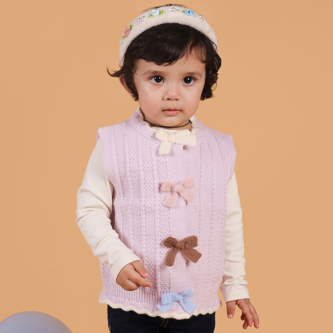 Colourful Bows Knitted Vest Sweater - Lavender