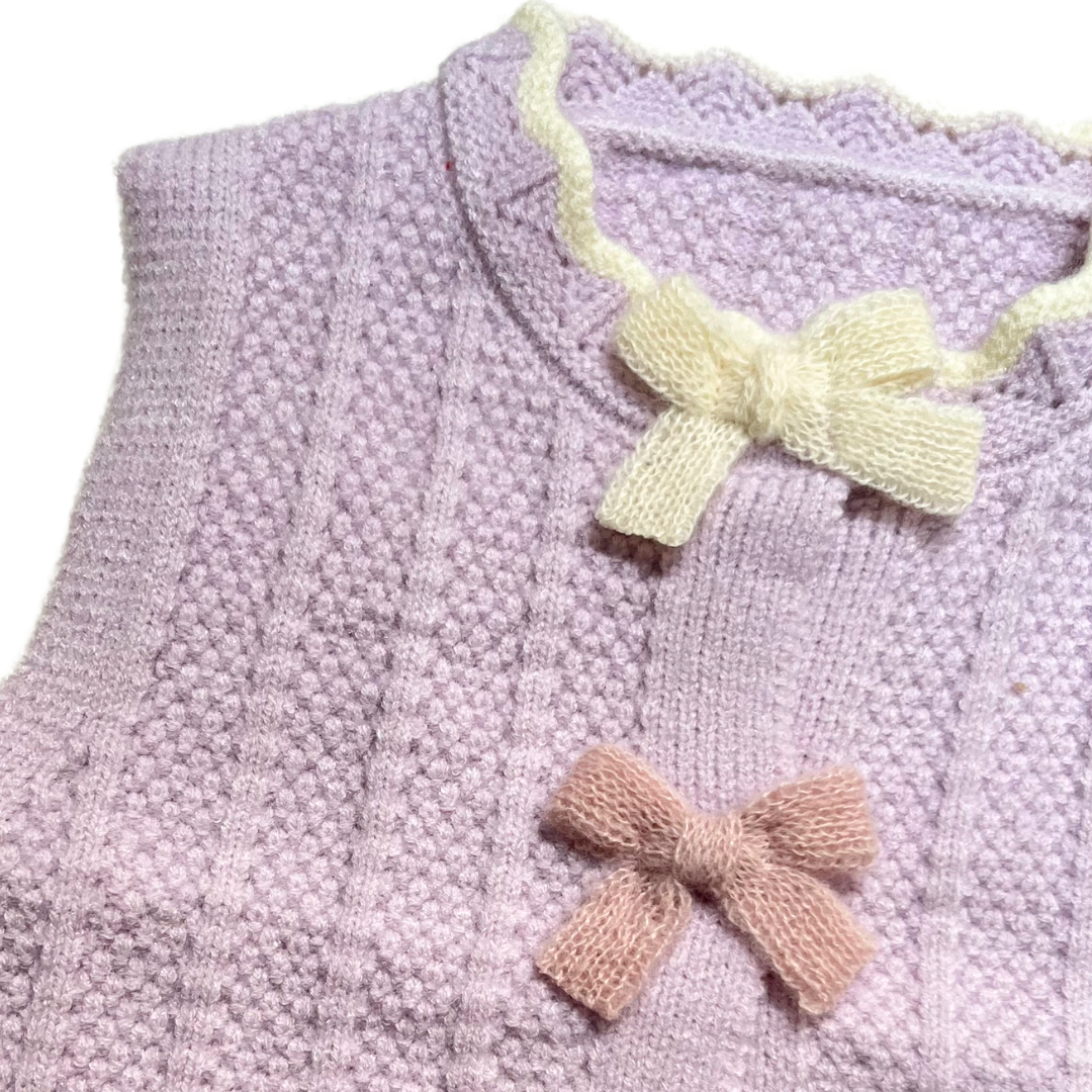 Mama &amp; Peaches Colourful Bows Knitted Vest Sweater - Lavender