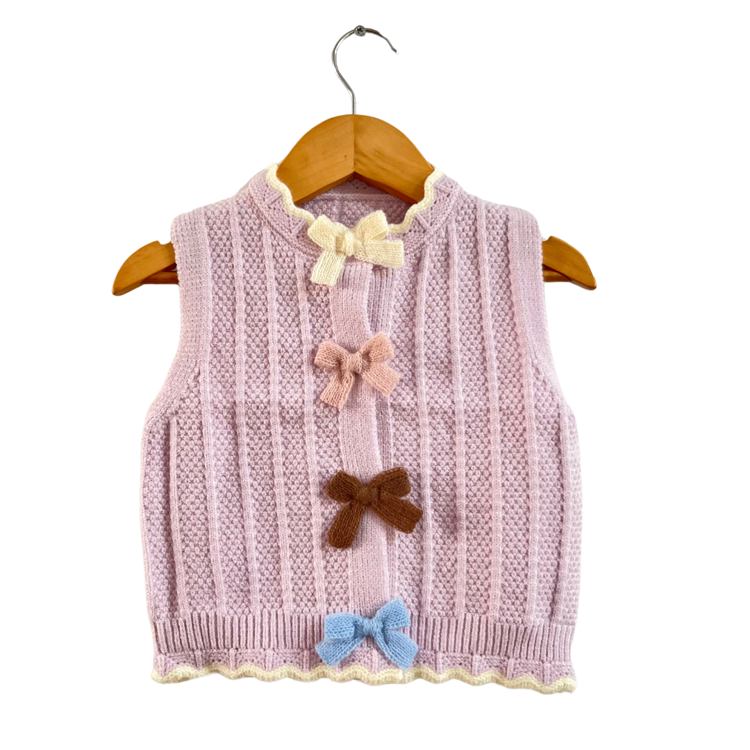 Mama &amp; Peaches Colourful Bows Knitted Vest Sweater - Lavender