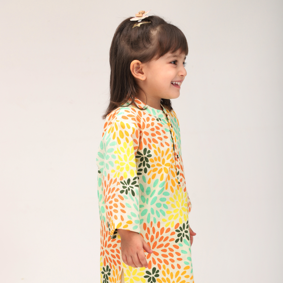 Colourful Petals Kurta Set