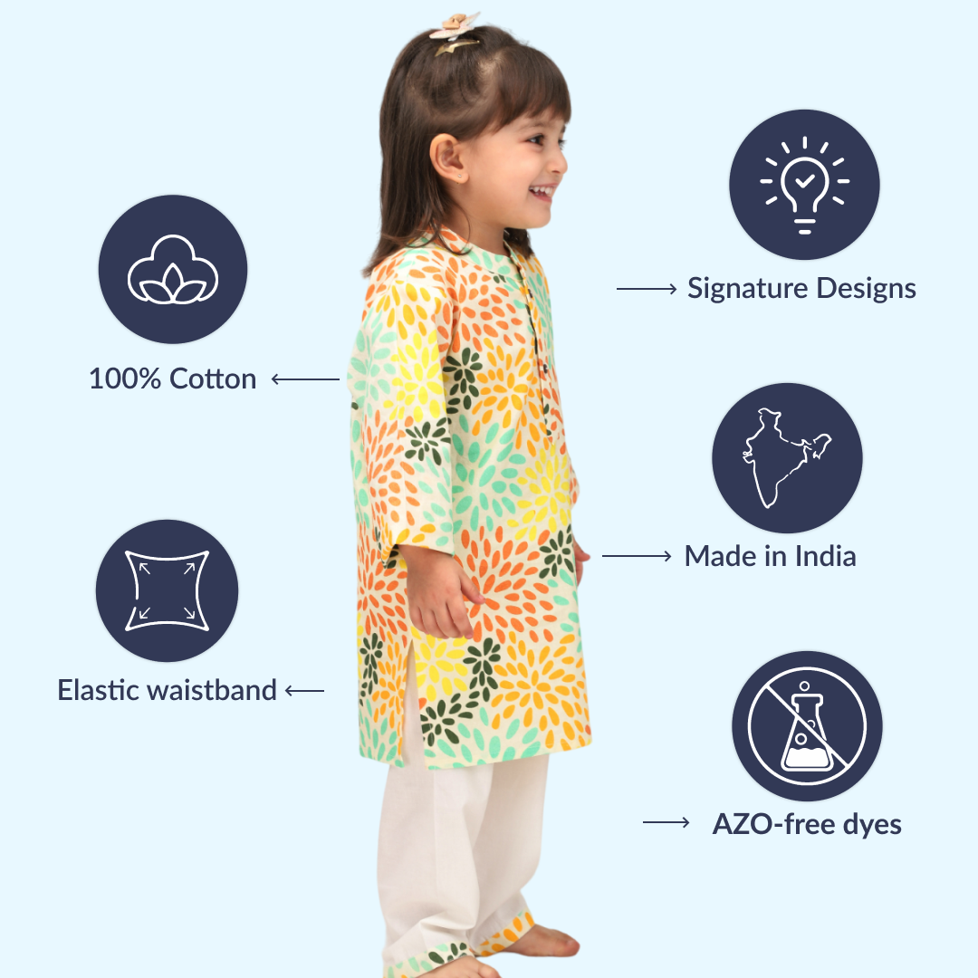 Colourful Petals Kurta Set