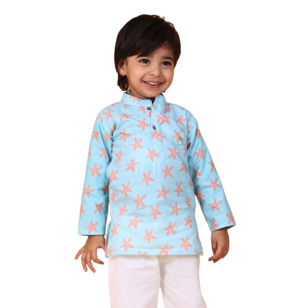 Coral Starfish Cotton Kurta Set