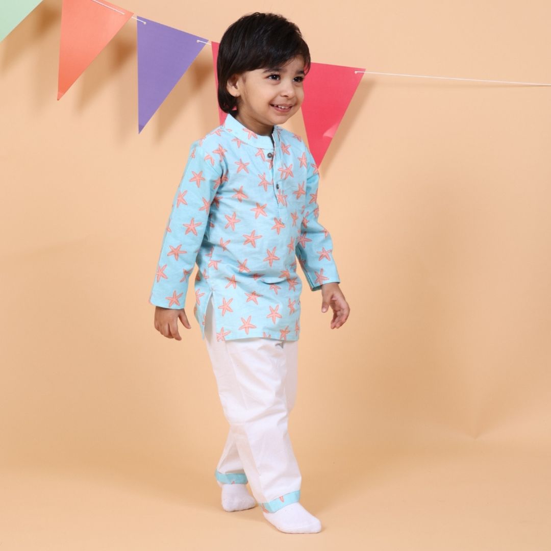 Coral Starfish Cotton Kurta Set