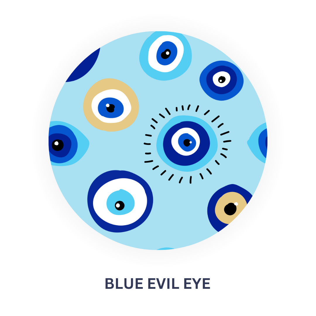 Evil Eye Blue Muslin Angrakha Set