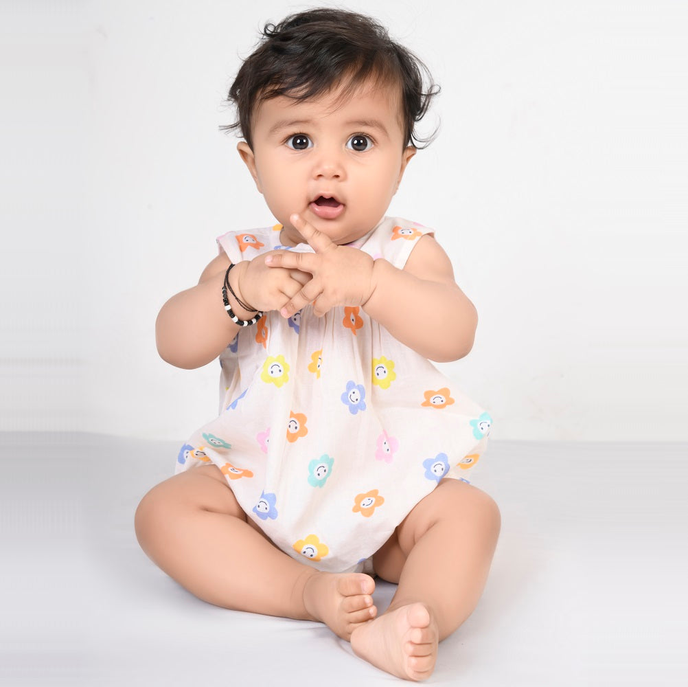 Balloon Sunsuit in Smiling Flowers