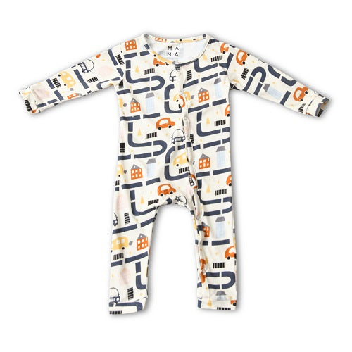 Road Map Organic Buttoned Footless Sleepsuit