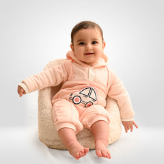 Pink Car Fleece Romper with Sherpa