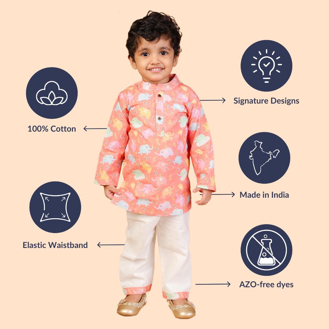 Dancing Elephants Kurta Set