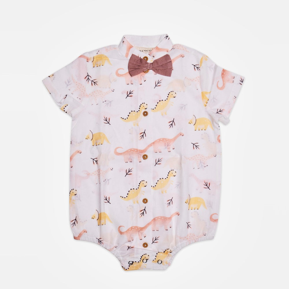 Dinosaur Shorts Set with Bow Tie