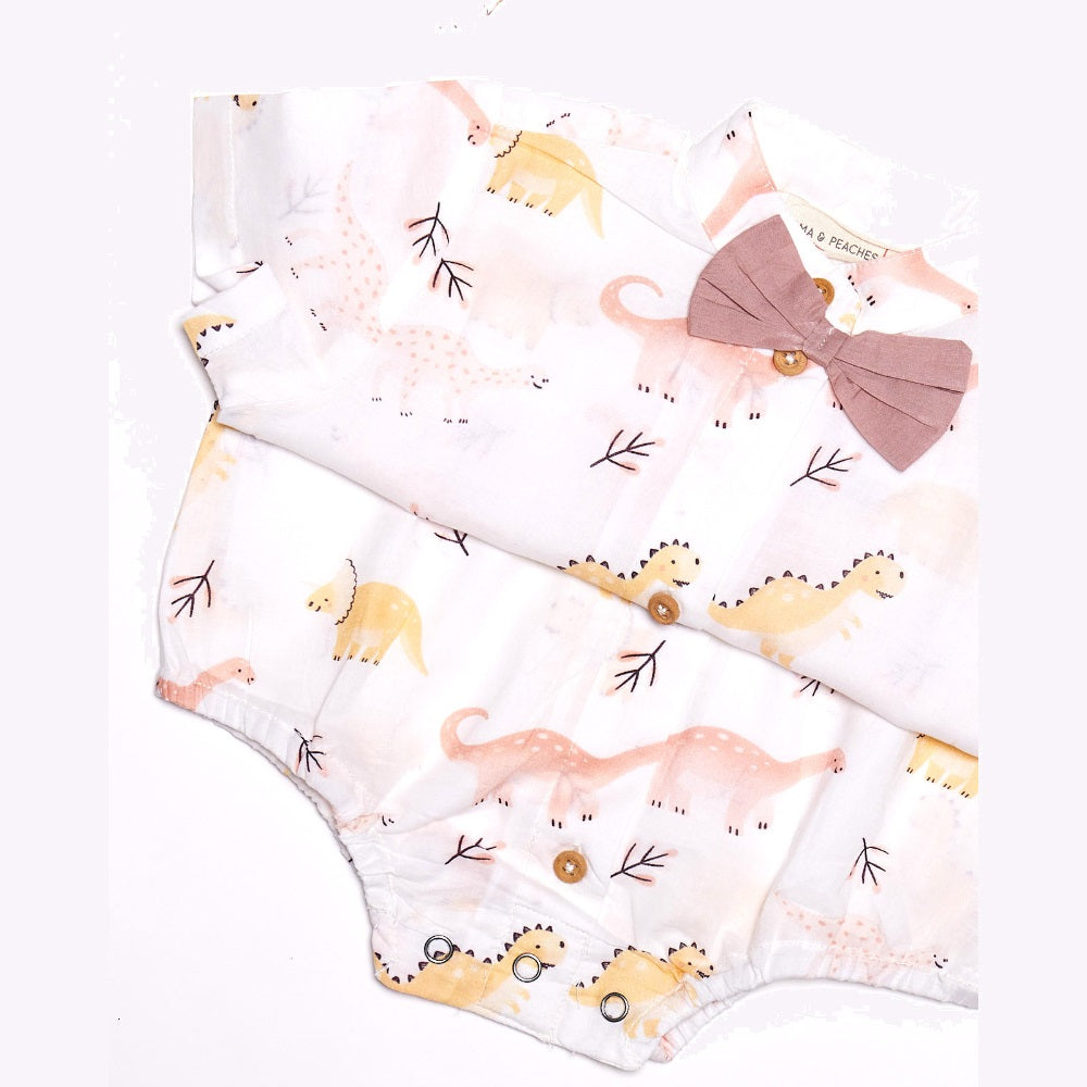 Dinosaur Shorts Set with Bow Tie