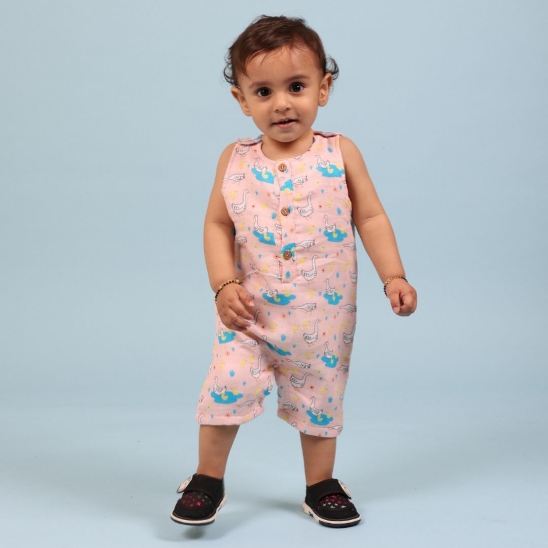 100% Cotton Muslin Double Layer Romper, Ducks