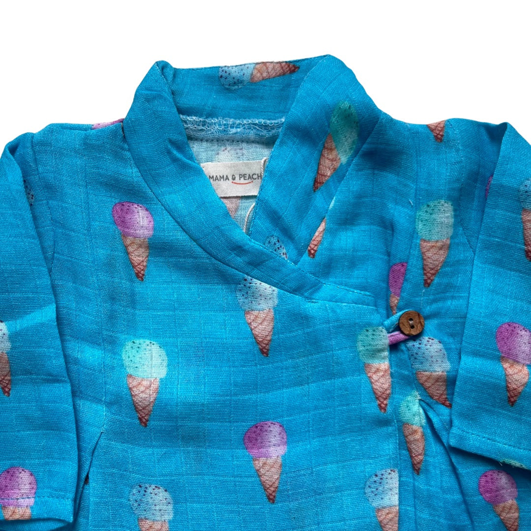 Raspberry Icecream Muslin Angrakha Set