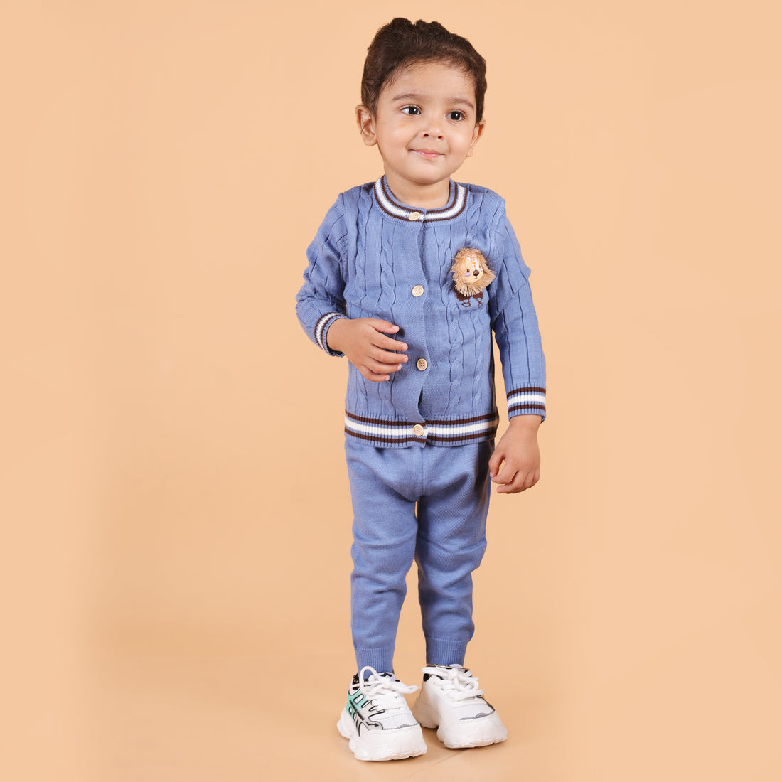 Fiesty Lion cable Knit Co-ord Set - Blue