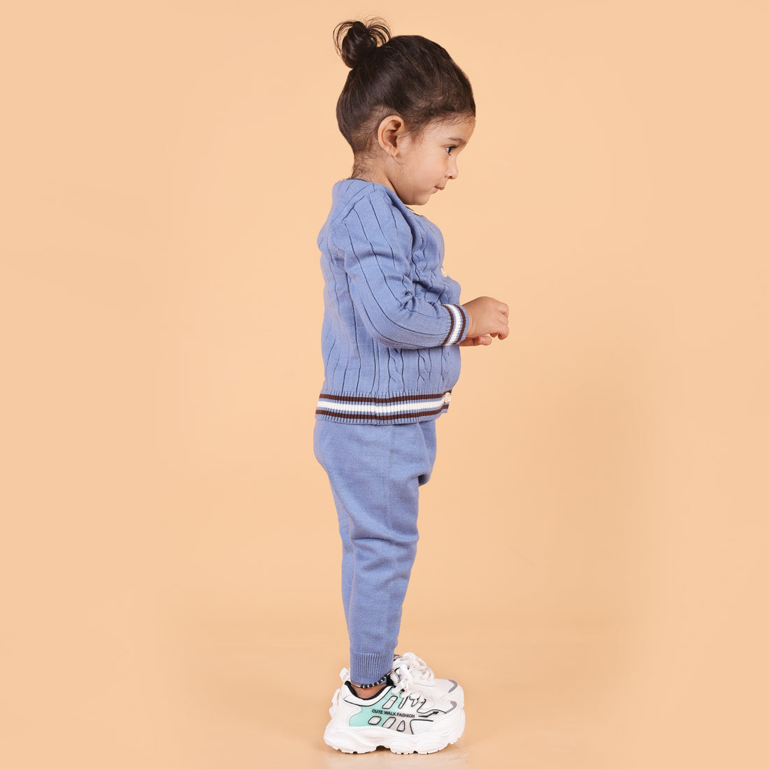 Fiesty Lion cable Knit Winter Co-Ord Set - Blue