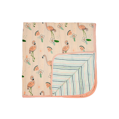 Flamingo Reversible Muslin Blanket