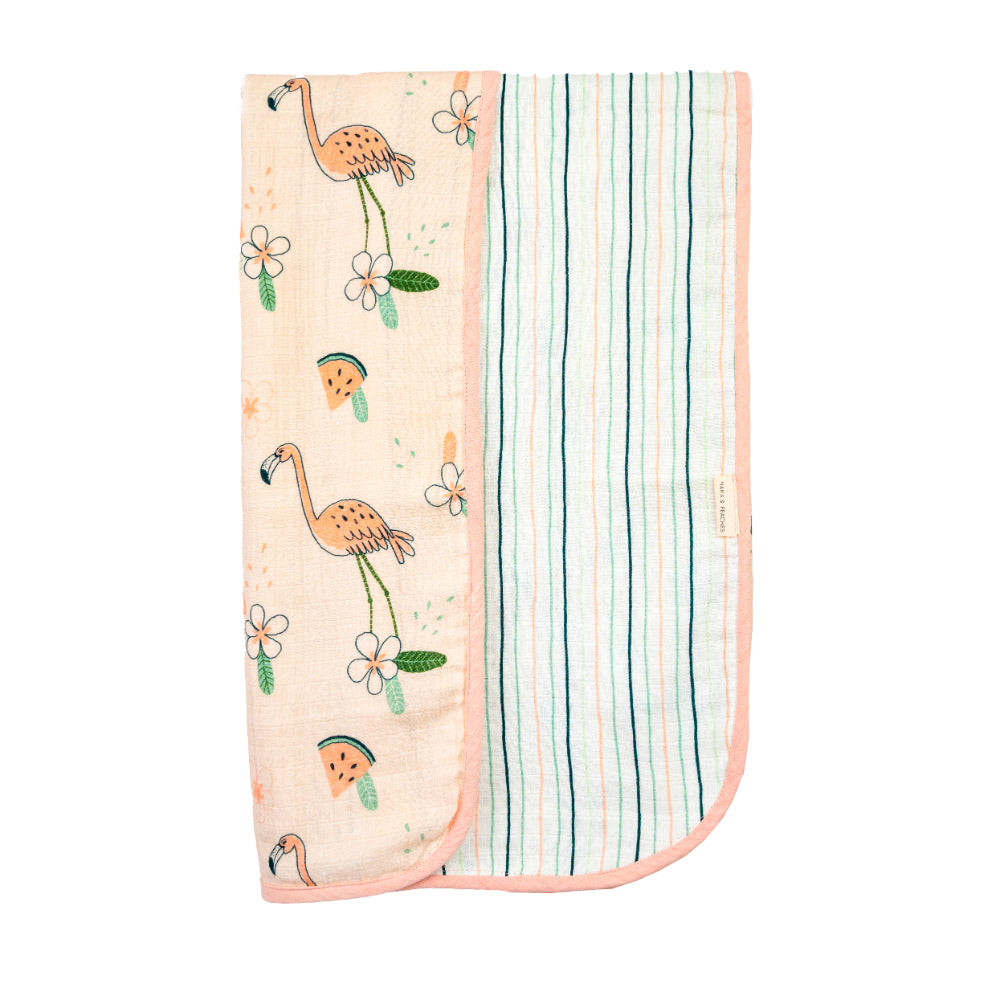 Flamingo Reversible Muslin Blanket
