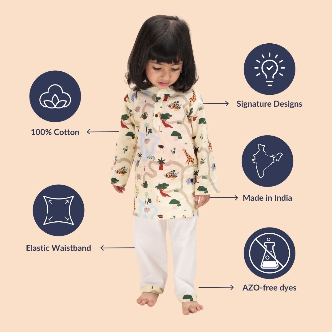 Fun at Safari Cotton Kurta Set