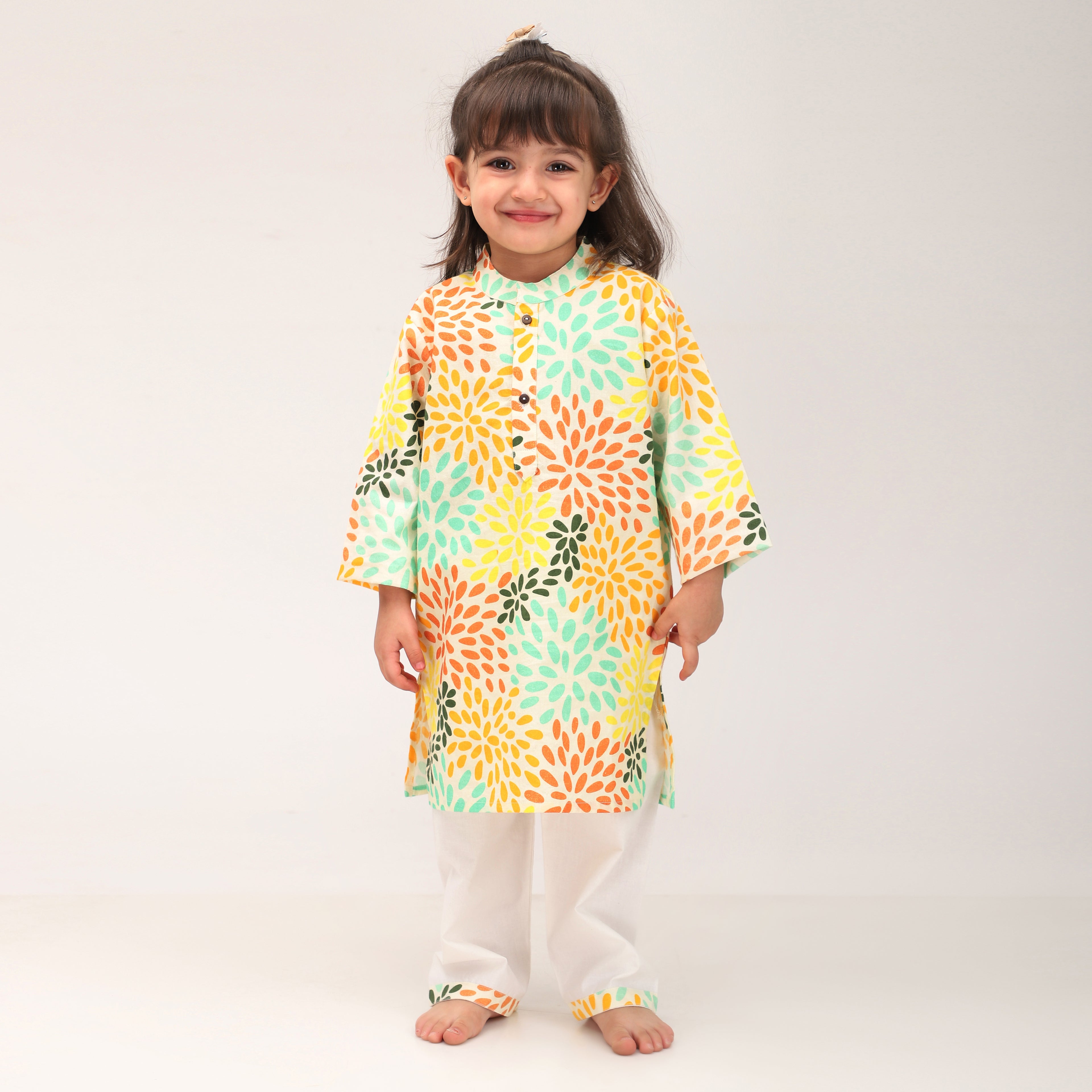 Colourful Petals Cotton Kurta Set