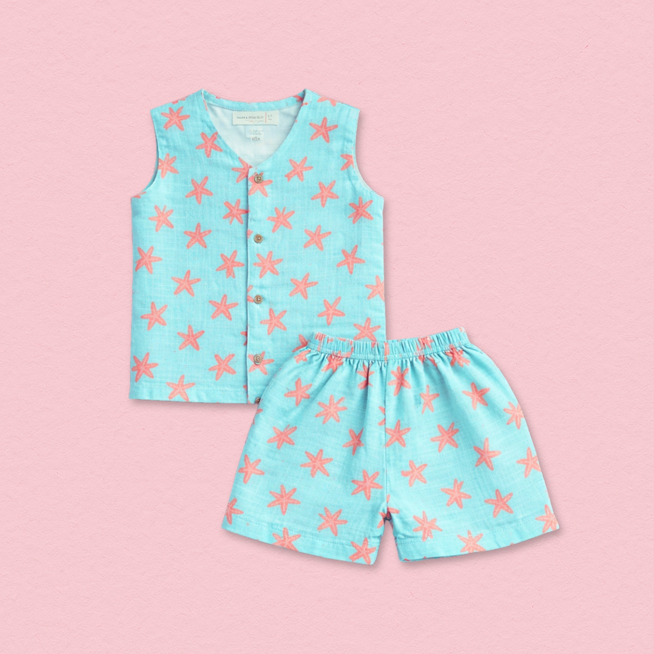 Coral Starfish  Muslin Jhabla Top with Shorts