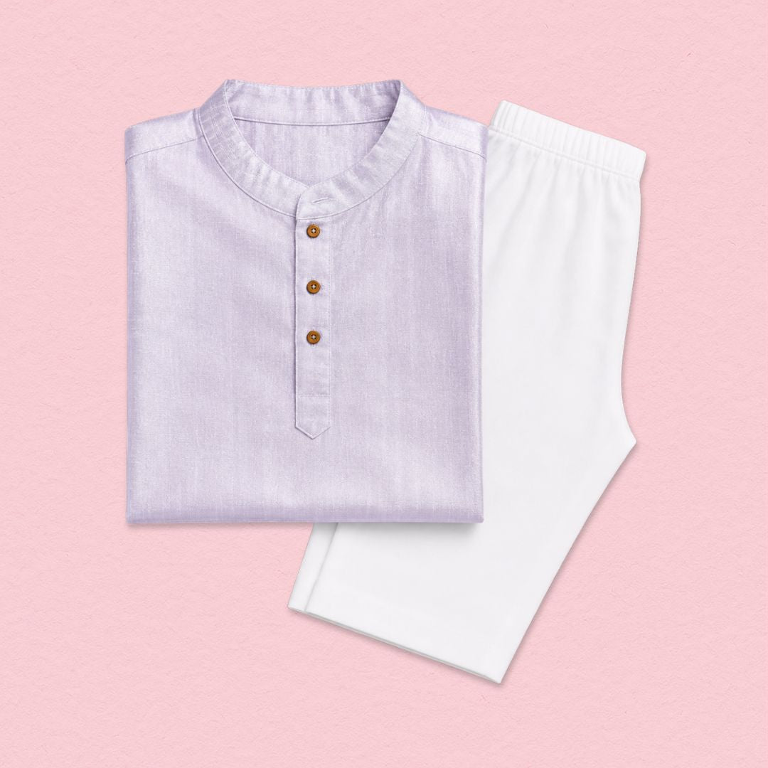 Purple Solid Kurta Set