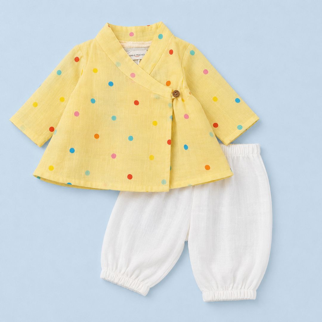 Dream Polka Muslin Angrakha Set