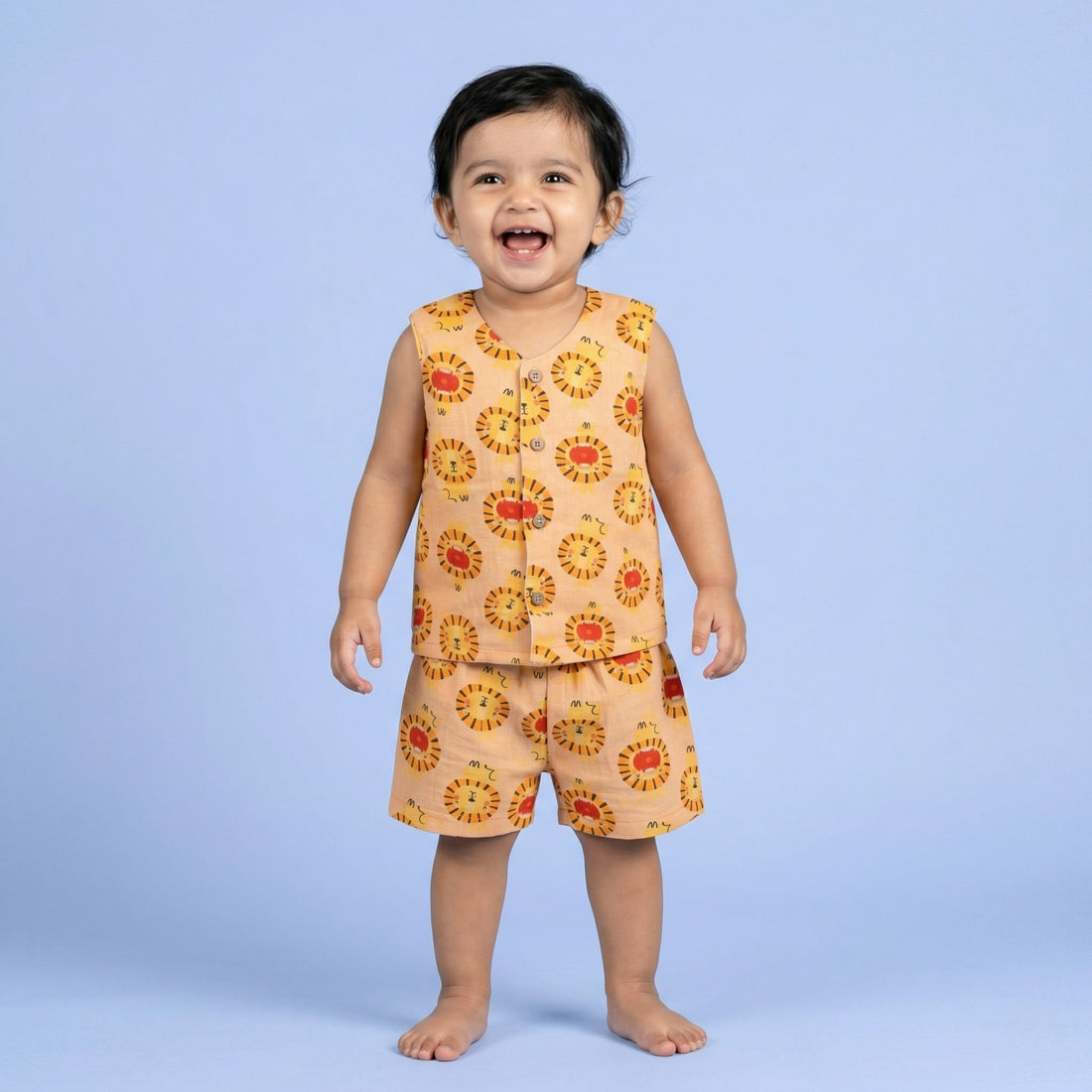 Lion Muslin Jhabla Top with Shorts