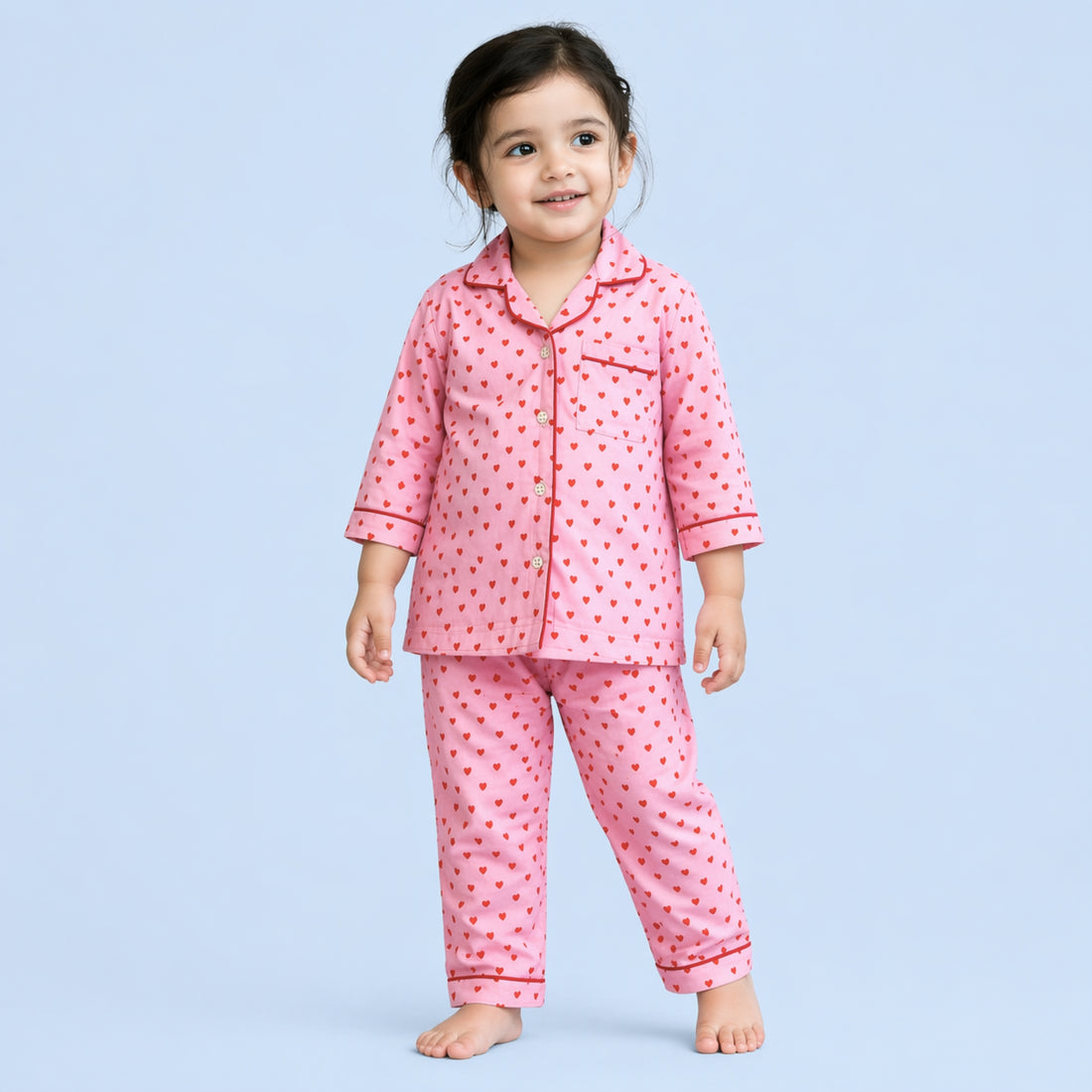 Hearts Full Sleeves Night Suit