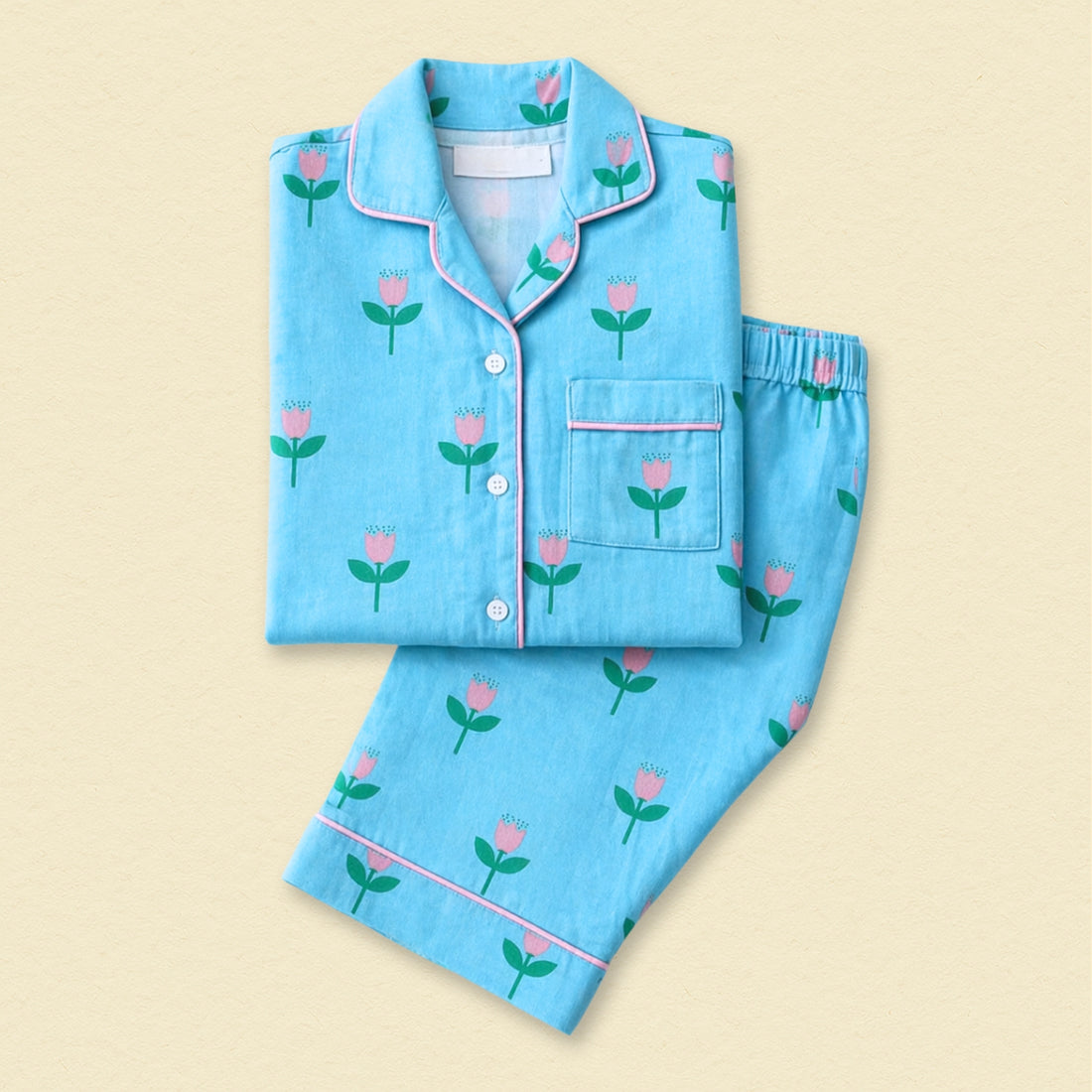 Pretty Flower Full Sleeves Night Suit