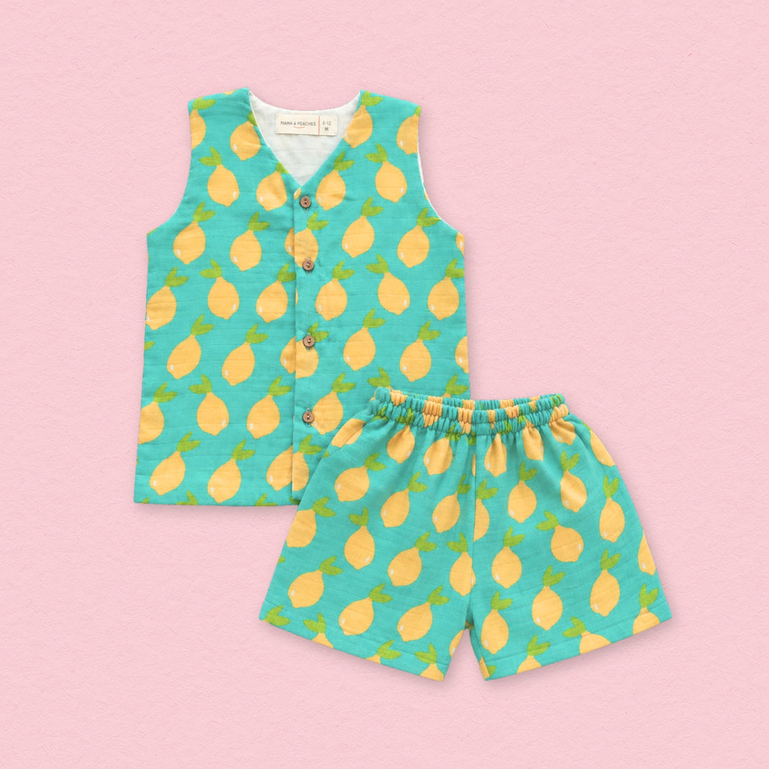 Zingy Lemons Muslin Jhabla Top with Shorts