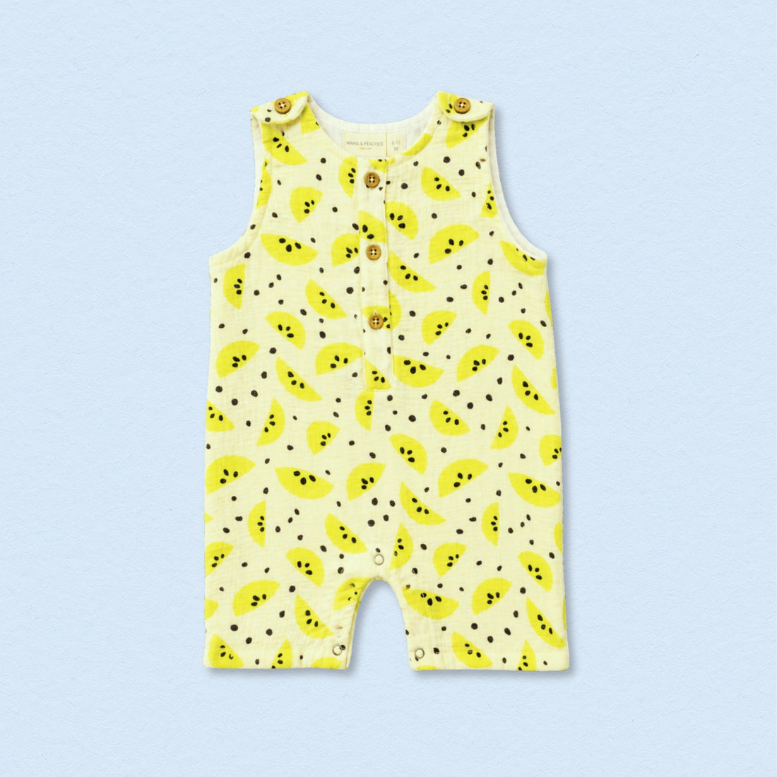 Yellow Lemons Muslin Double Layer Romper