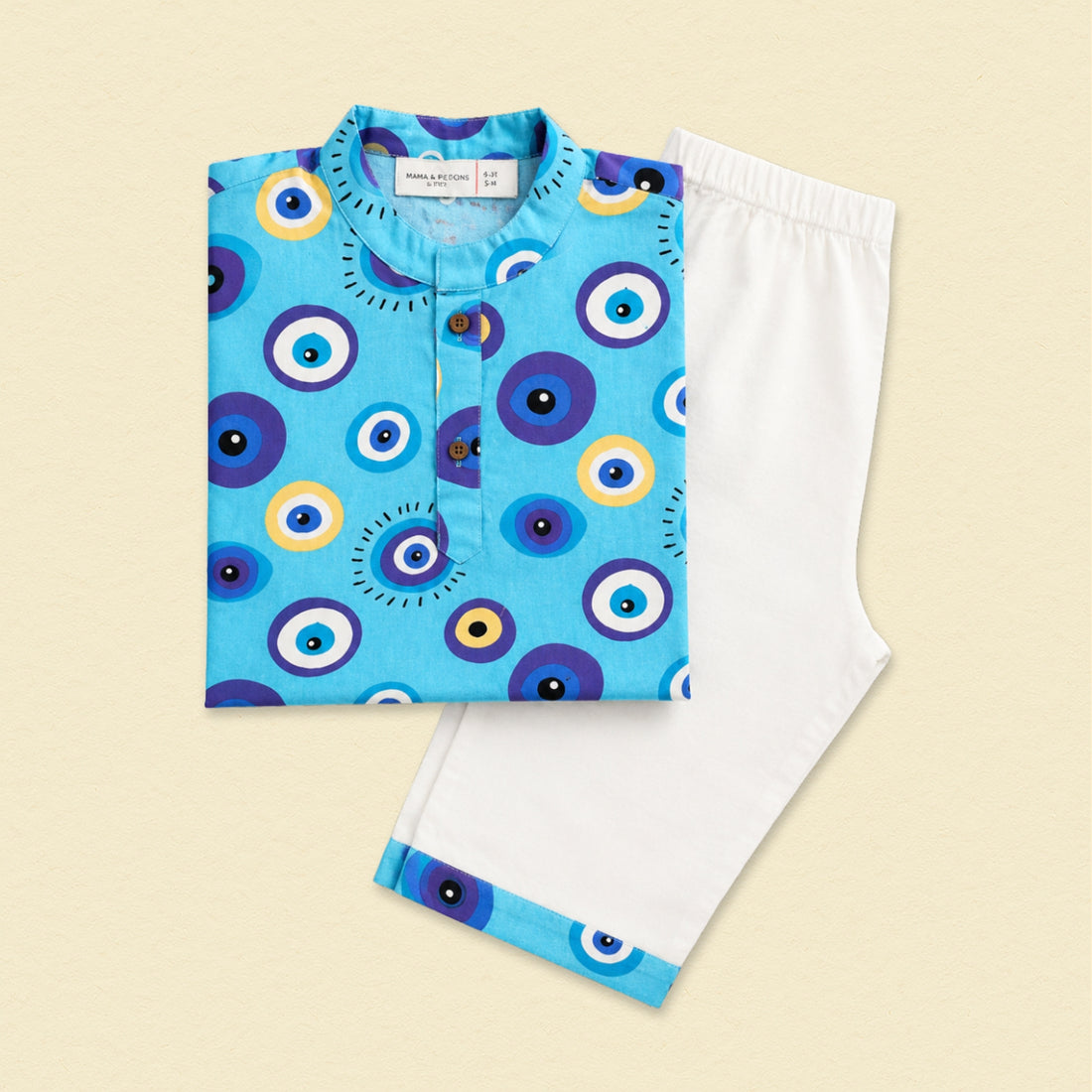 Evil Eye Blue Cotton Kurta Set