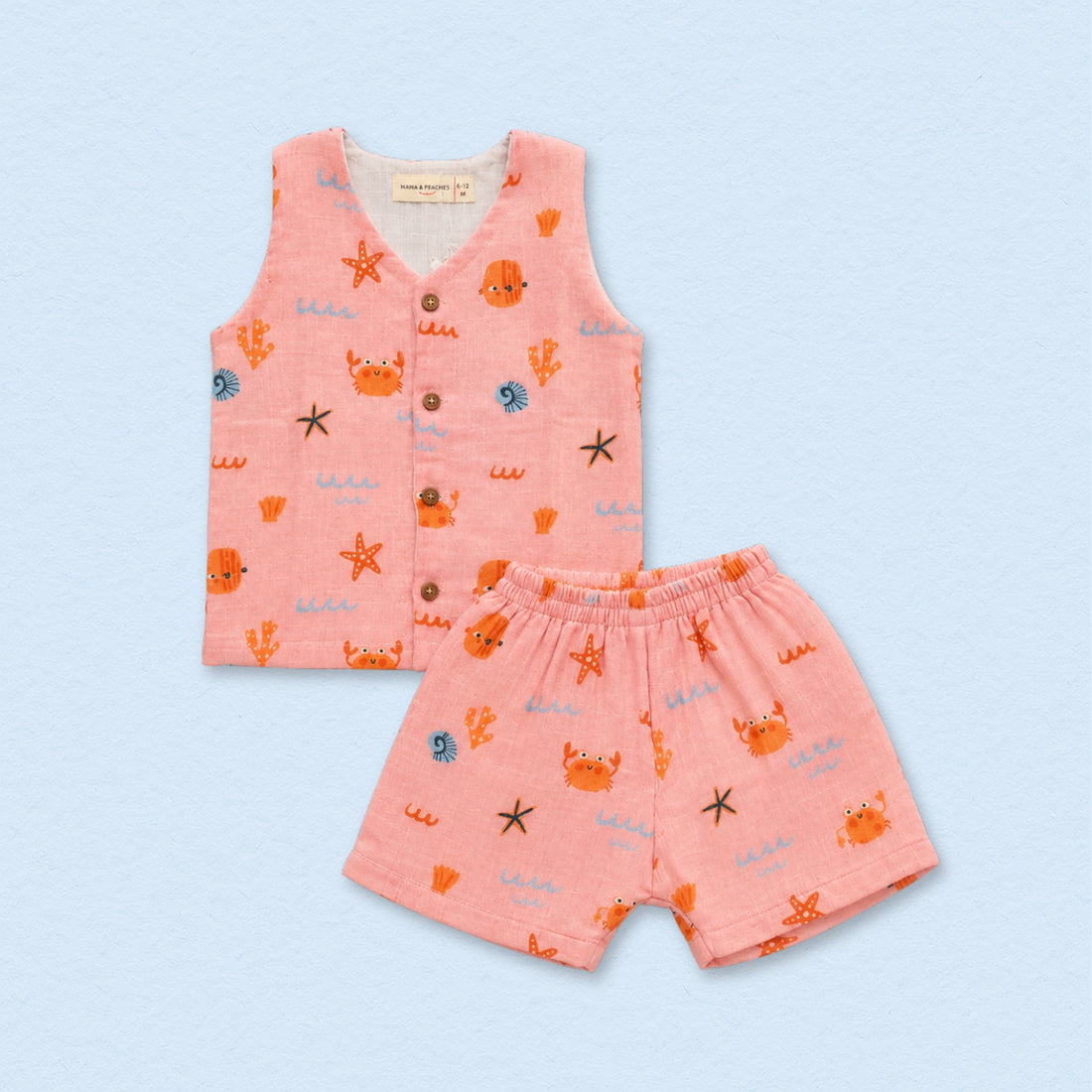 Crabs Muslin Jhabla Top with Shorts