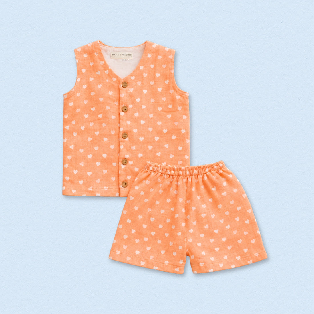 Hearts Muslin Jhabla Top with Shorts