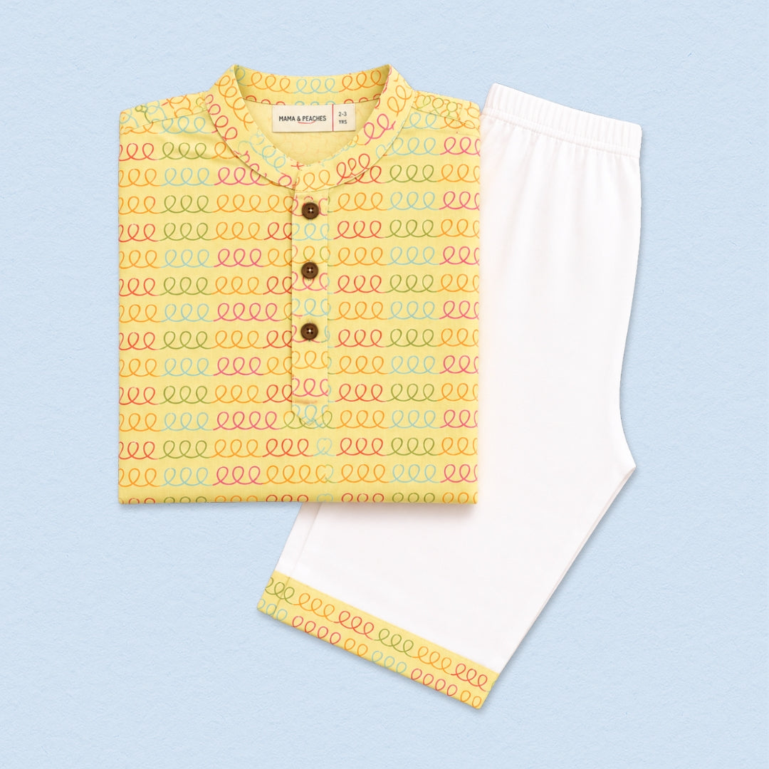 Colourful Spiral Kurta Set