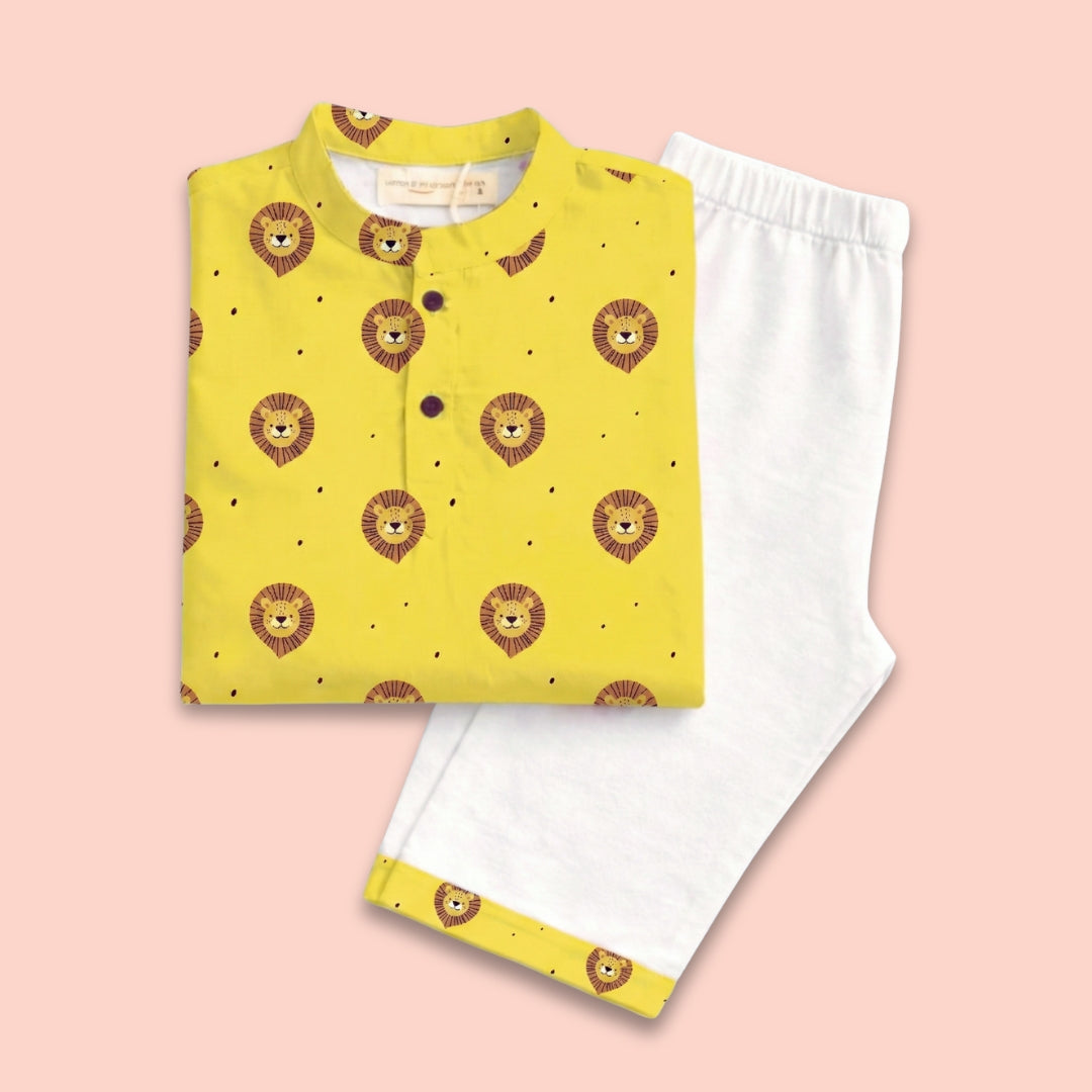 Fiery Lion Cotton Kurta Set