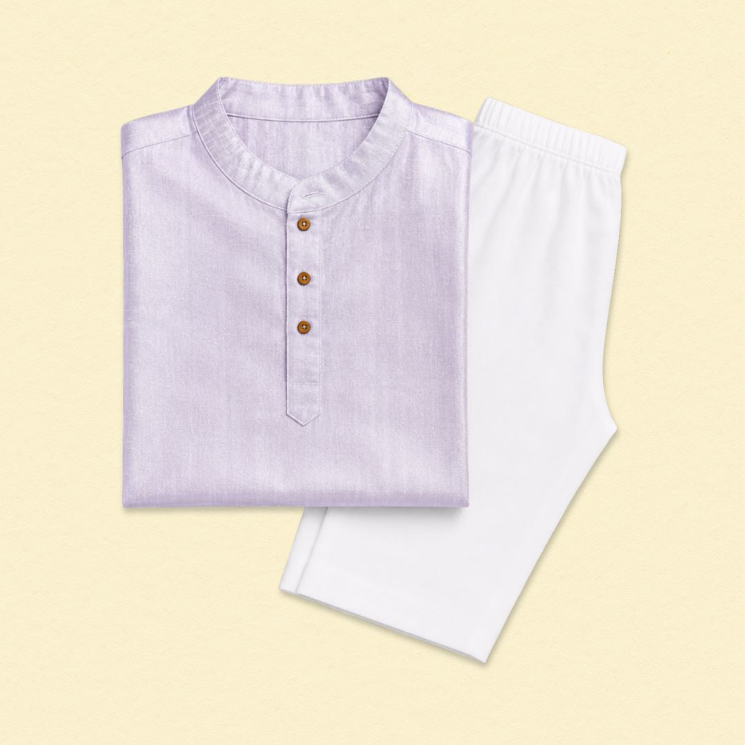 Purple Solid Kurta Set