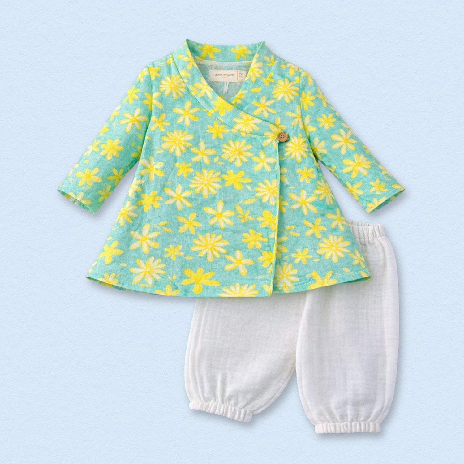 Summer Daisies Muslin Angrakha Set