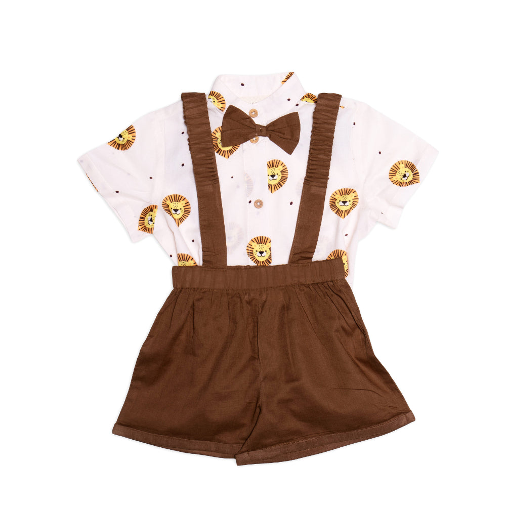 Lion Shorts Set with Bow Tie