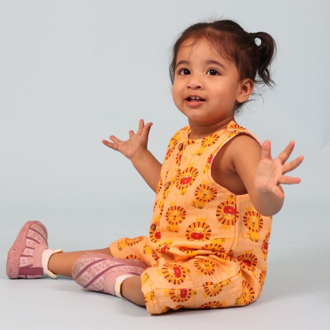 100% Cotton Muslin Double Layer Romper, Lion King