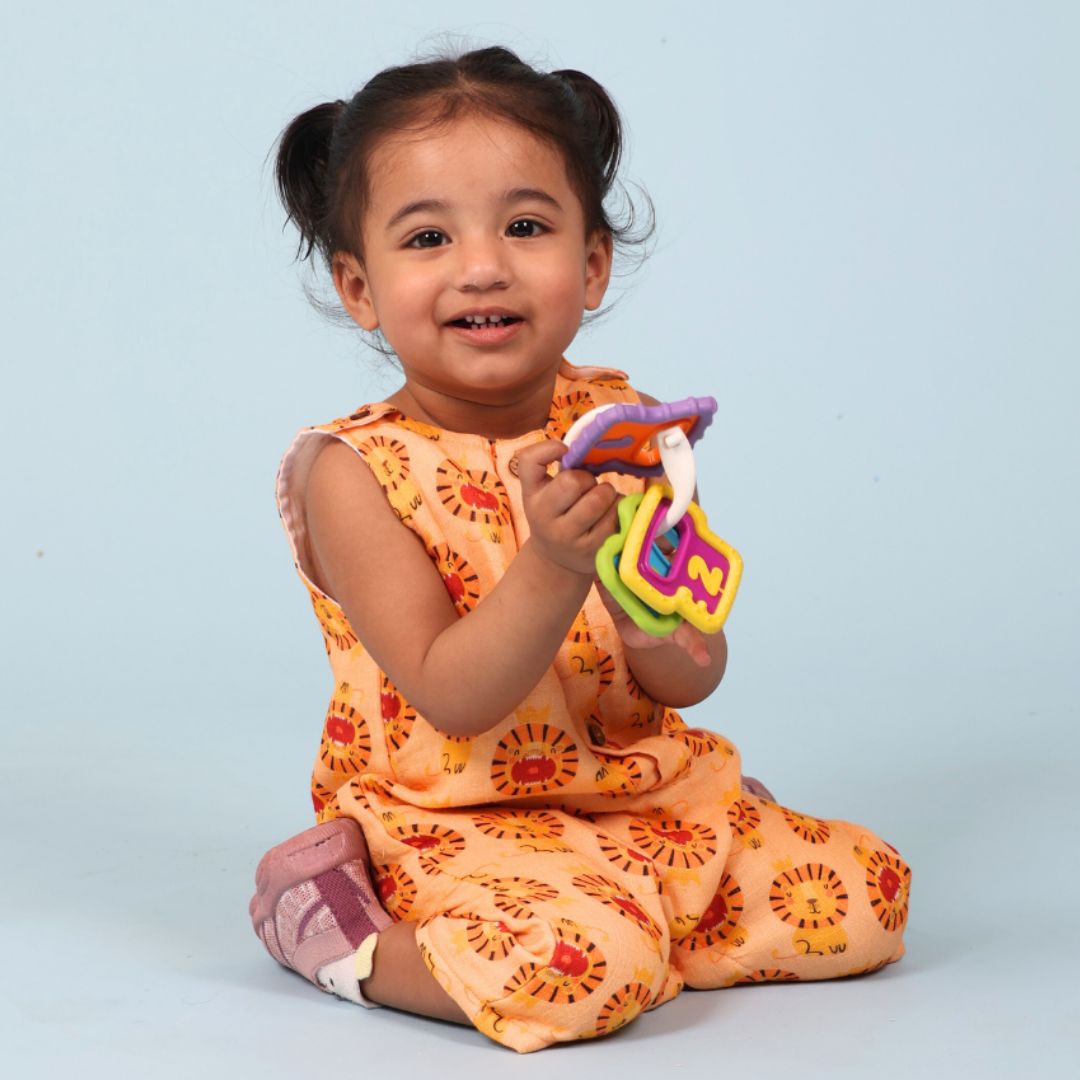 100% Cotton Muslin Rompers 2pc Combo - Lion &amp; Blue Evil Eye