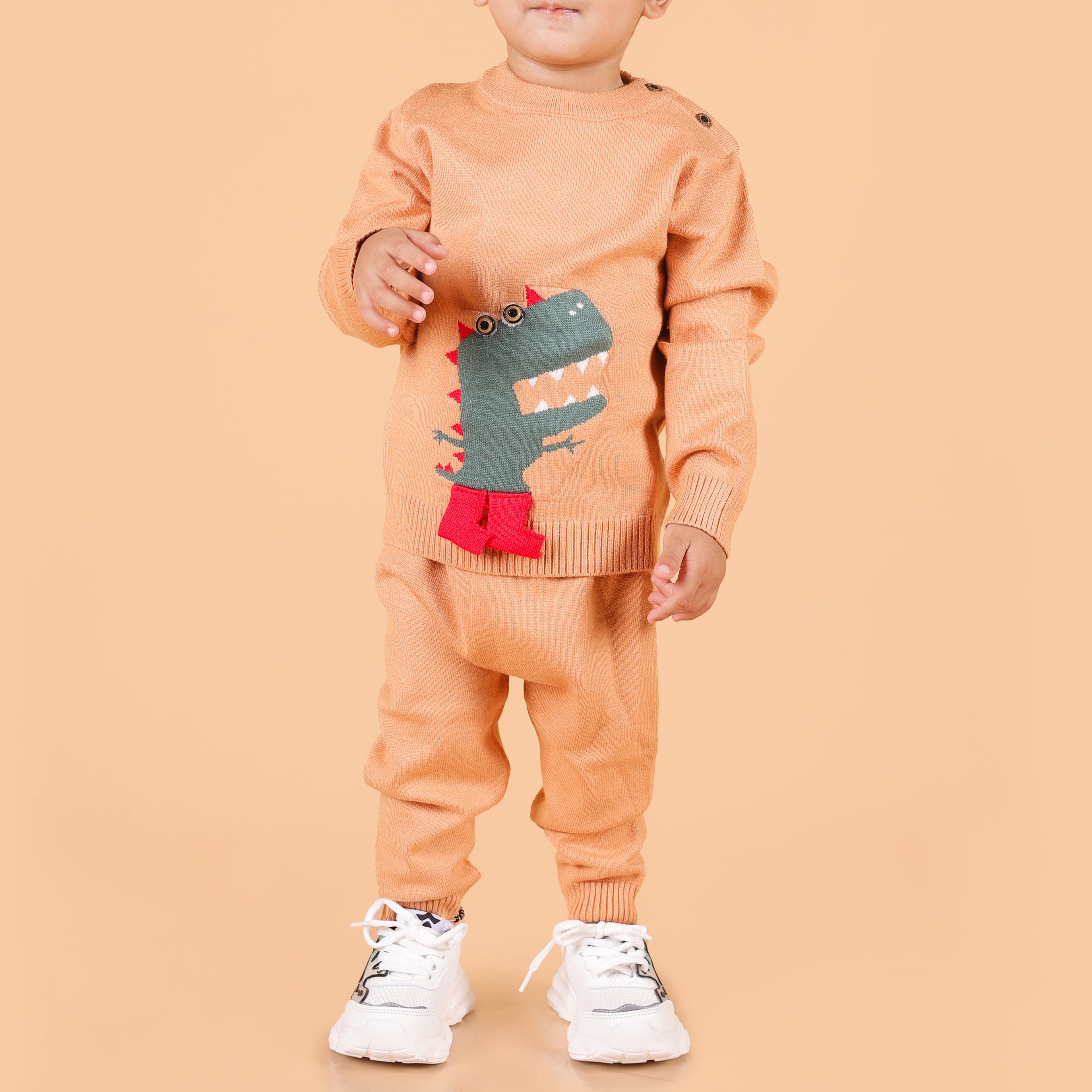 Mighty Dino Knitted Co-Ord Set - Brown