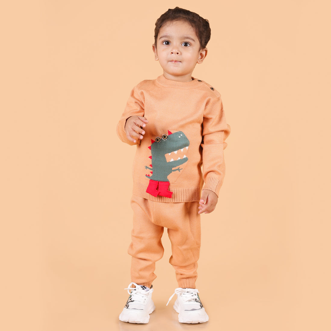 Mighty Dino Knitted Co-Ord Set - Brown