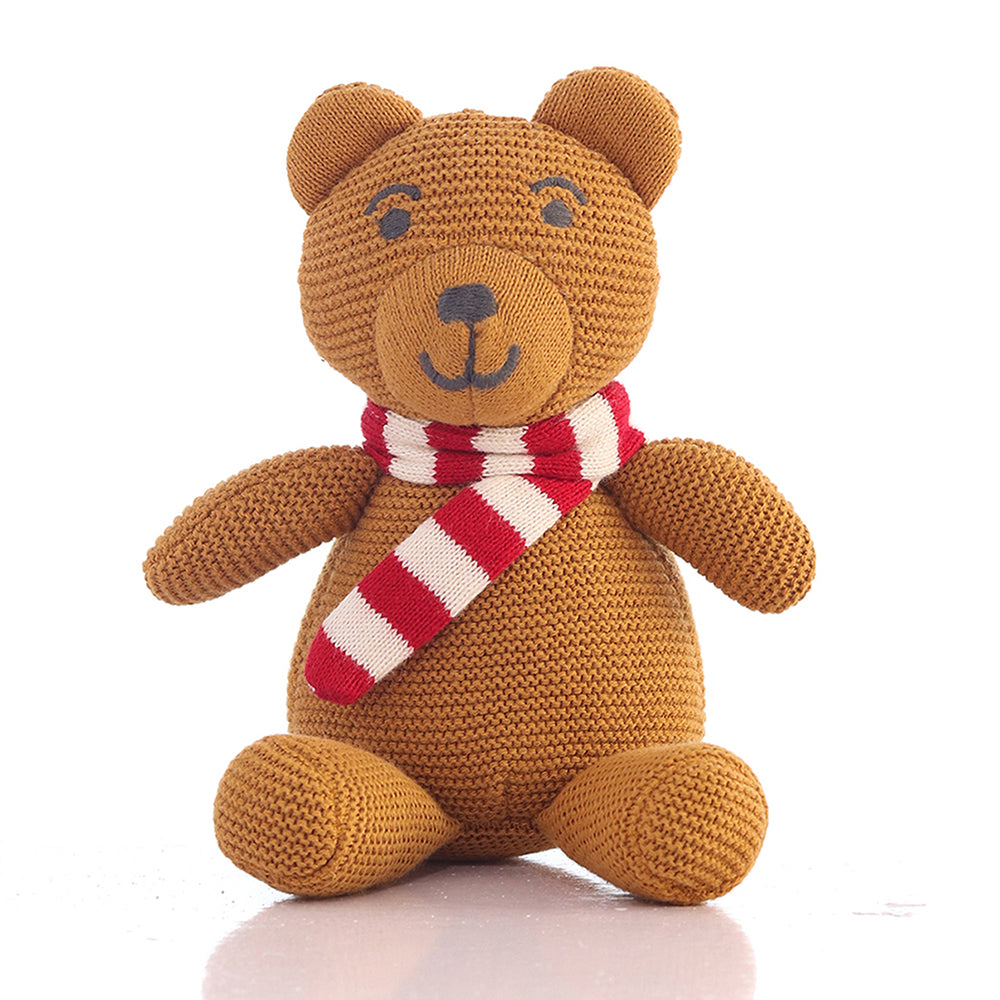 Mumma Bear Mustard Cotton Knitted Stuffed Soft Toy