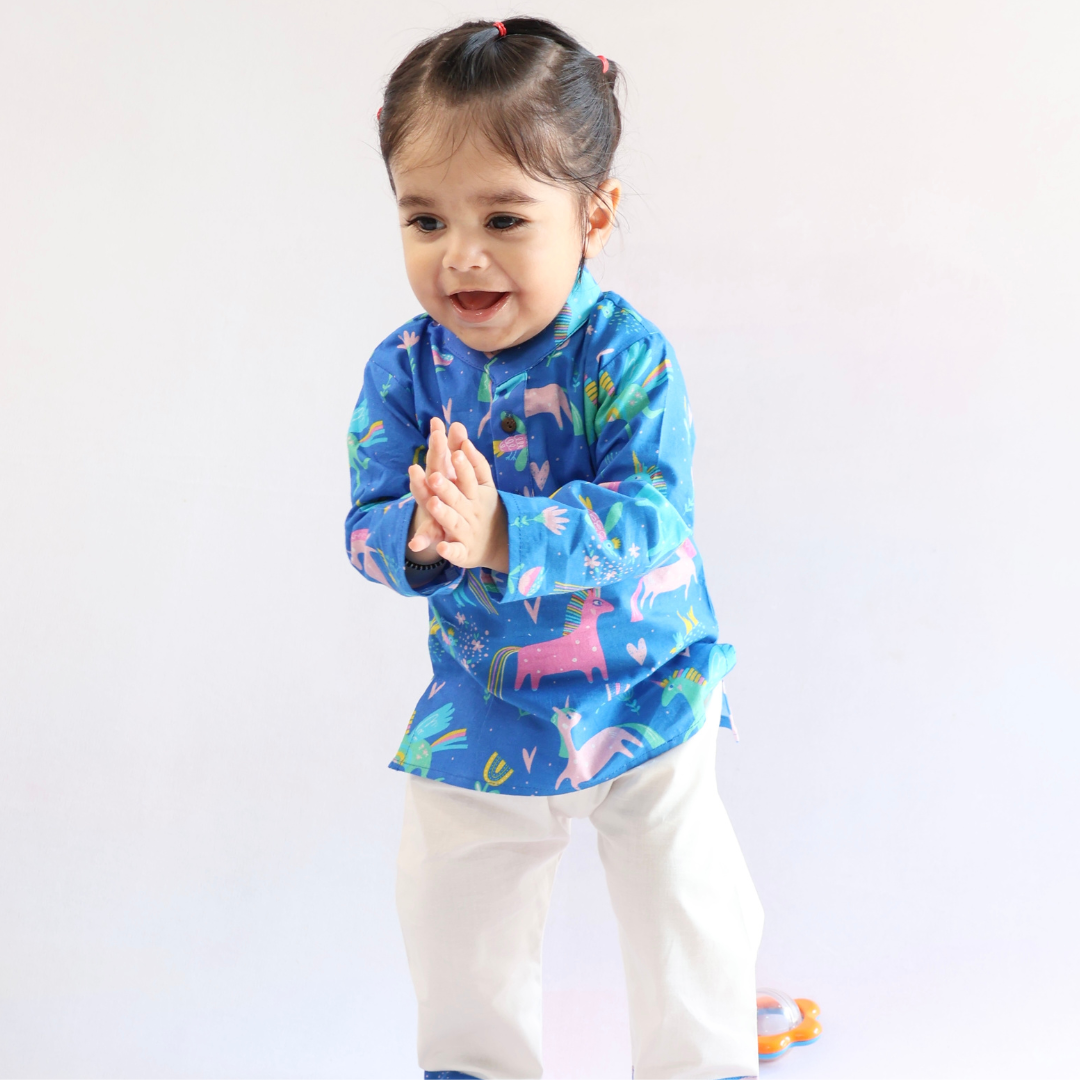 Mystical Unicorn Cotton Kurta Set