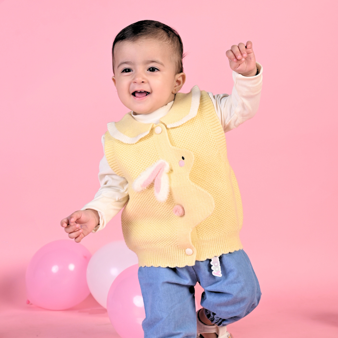 Peekaboo Rabbit Sweater 2pc set - Yellow