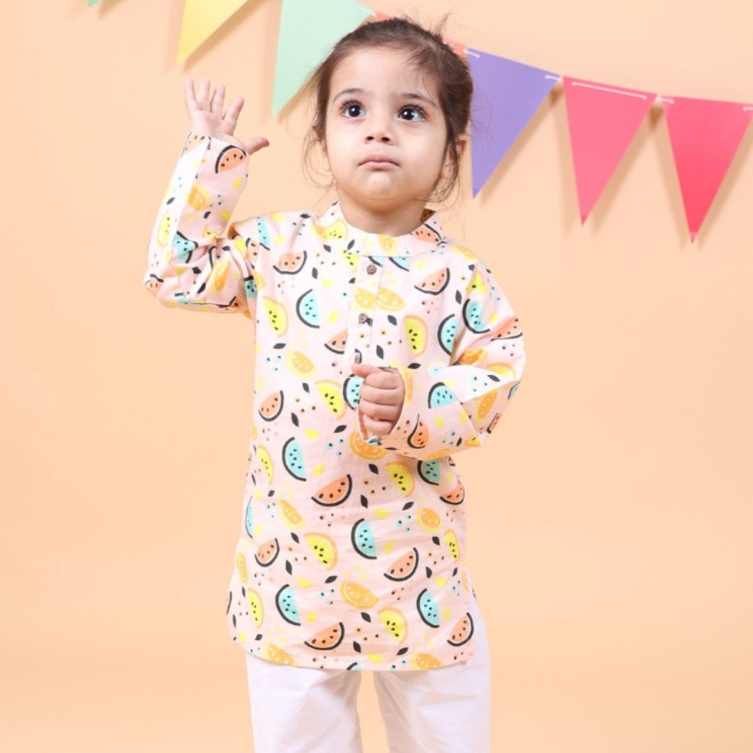 Vibrant Lemons Cotton Kurta set