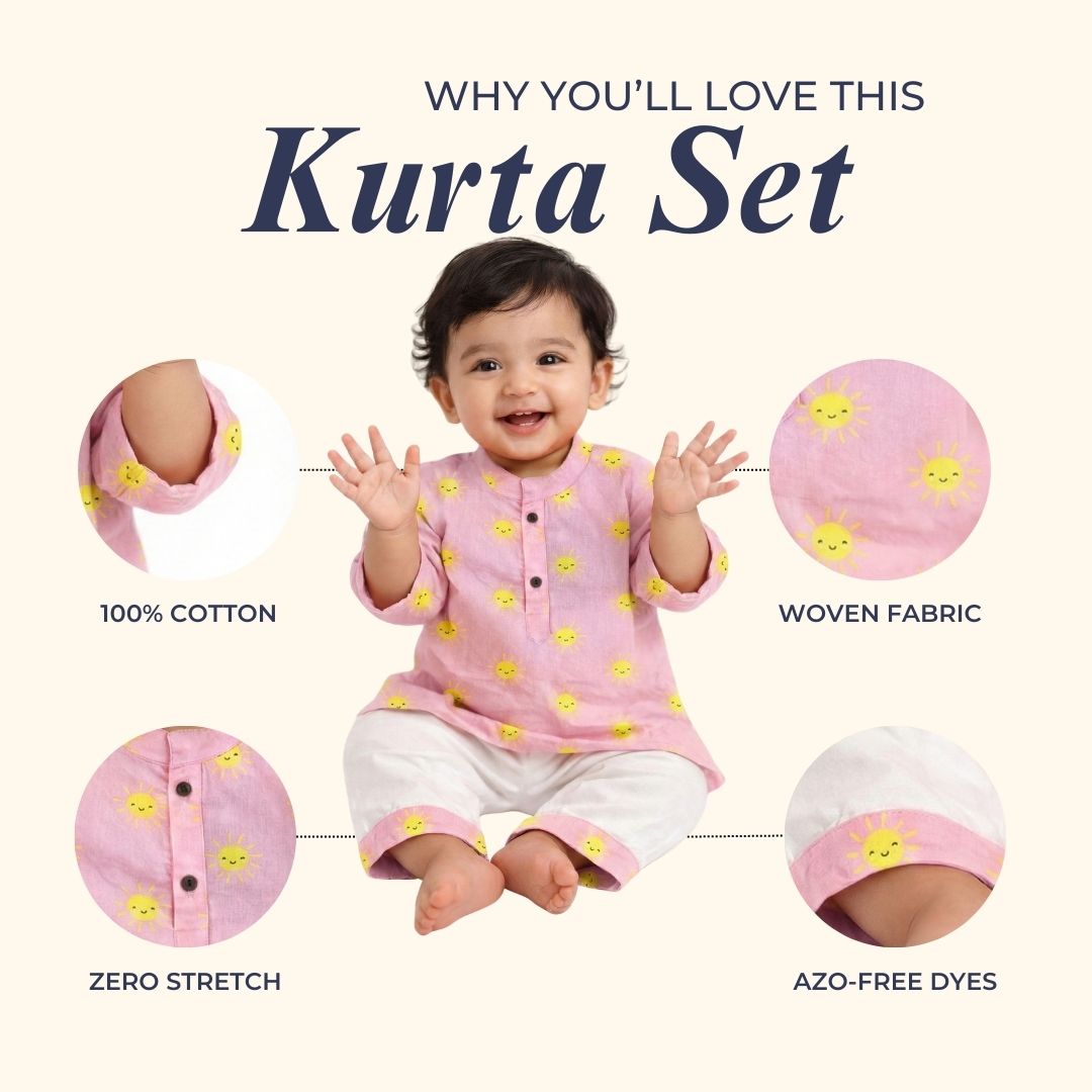 Pink Sun Cotton Kurta Set