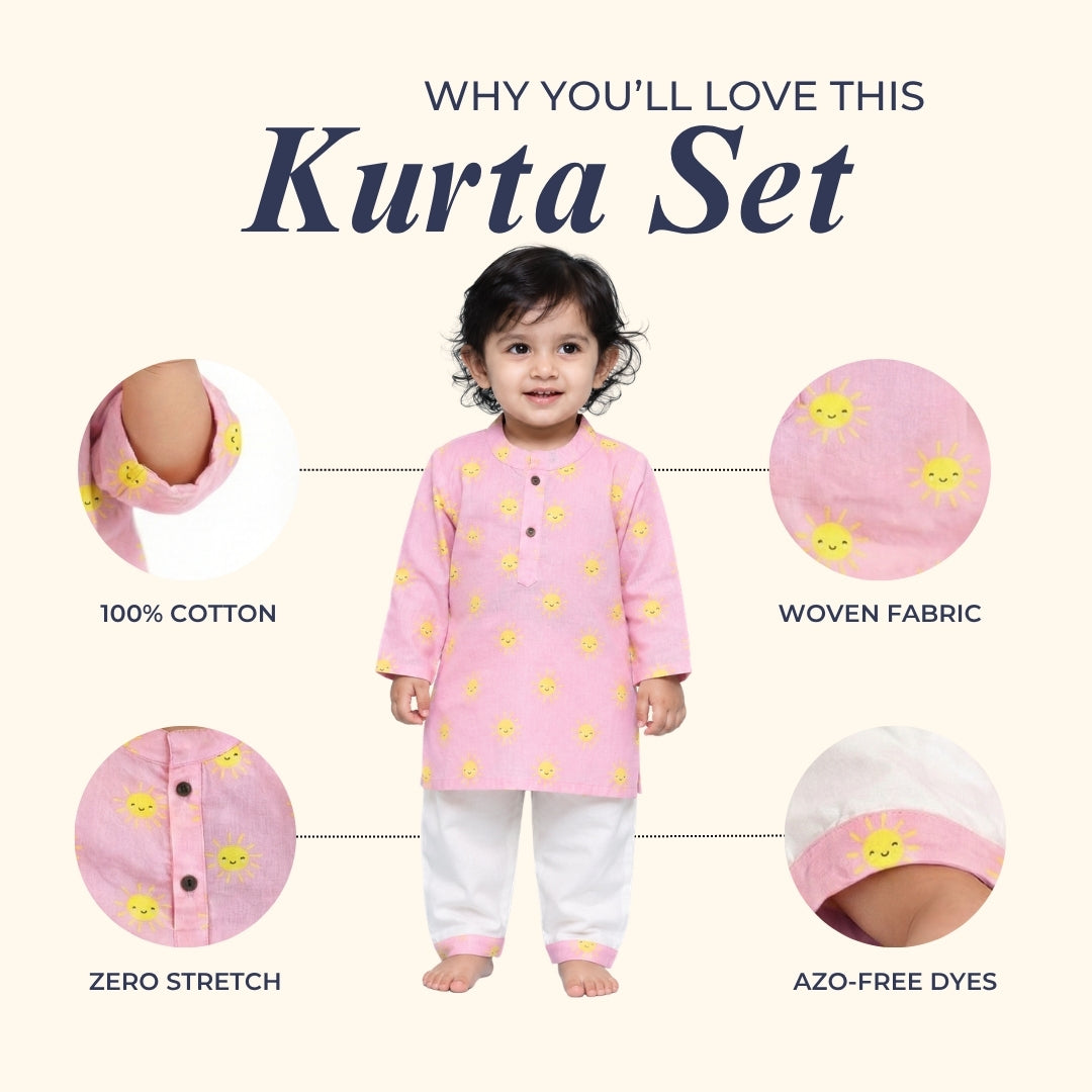 Pink Sun Cotton Kurta Set