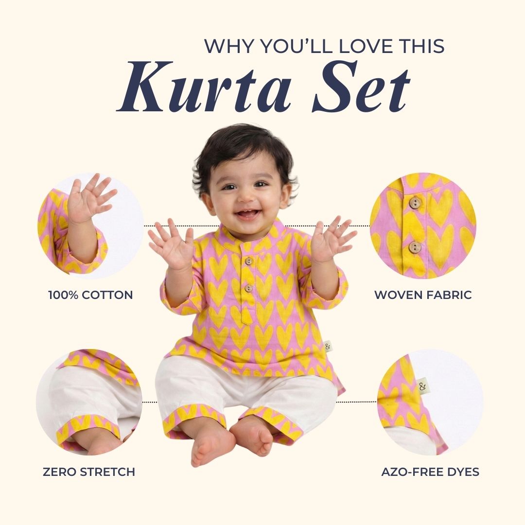 Full Of Heart Cotton Kurta Set